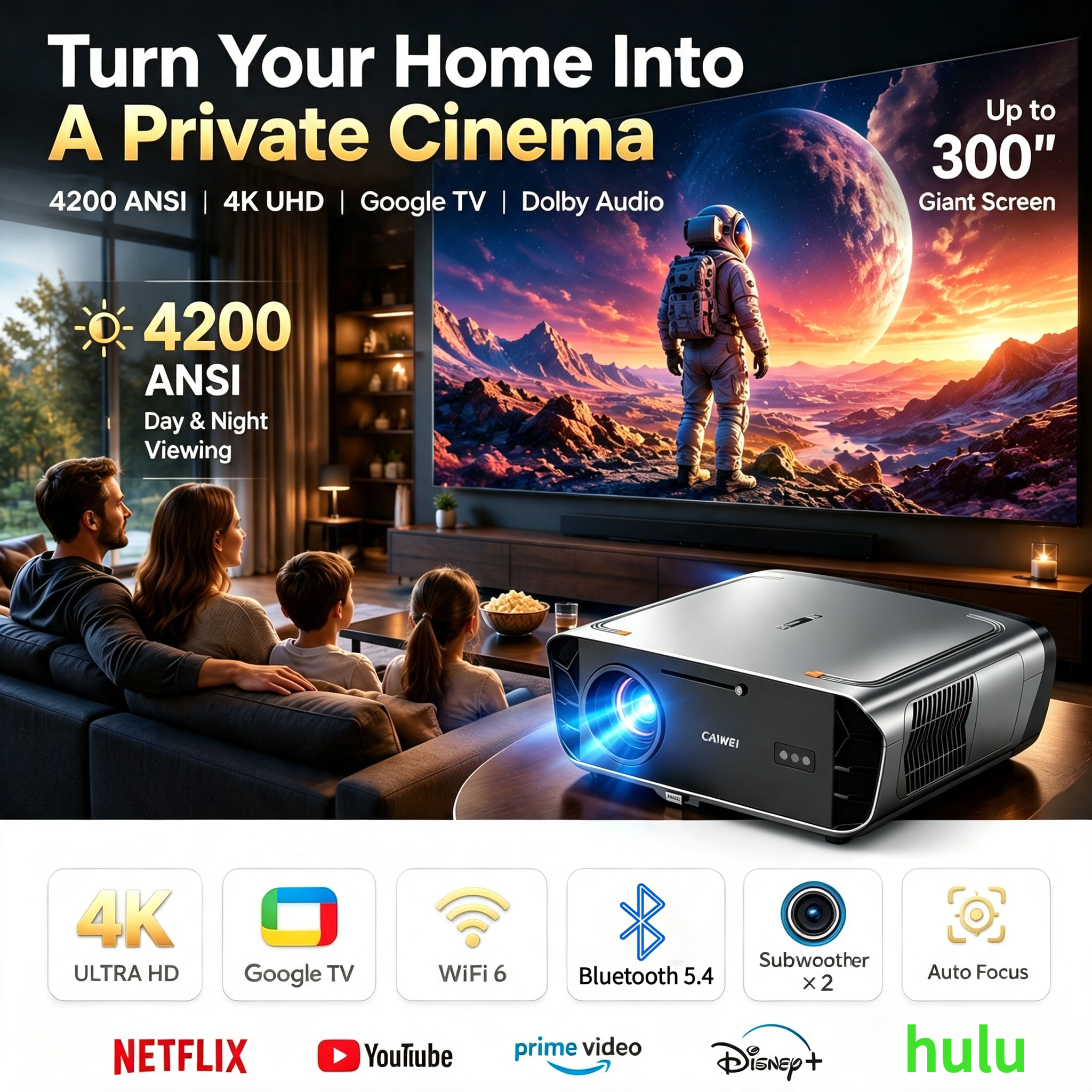 Home Cinema Experience - 4200 ANSI Native 1080P 4K UHD