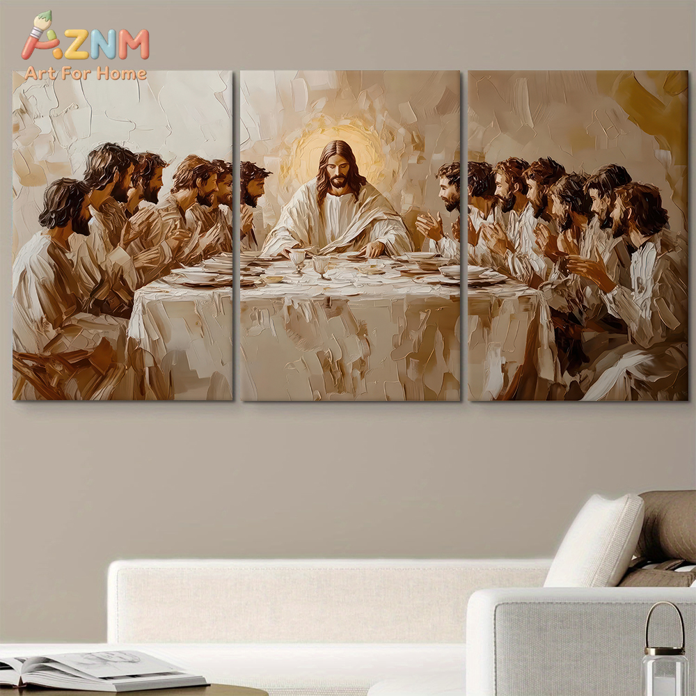 Home Cinema Wall Art - 3PCS The Last Supper Abstract Oil