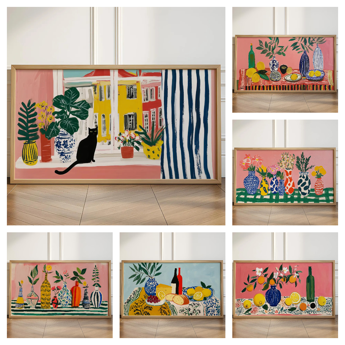 Home Cinema Wall Art - Matisse Series Abstract Black Cat &