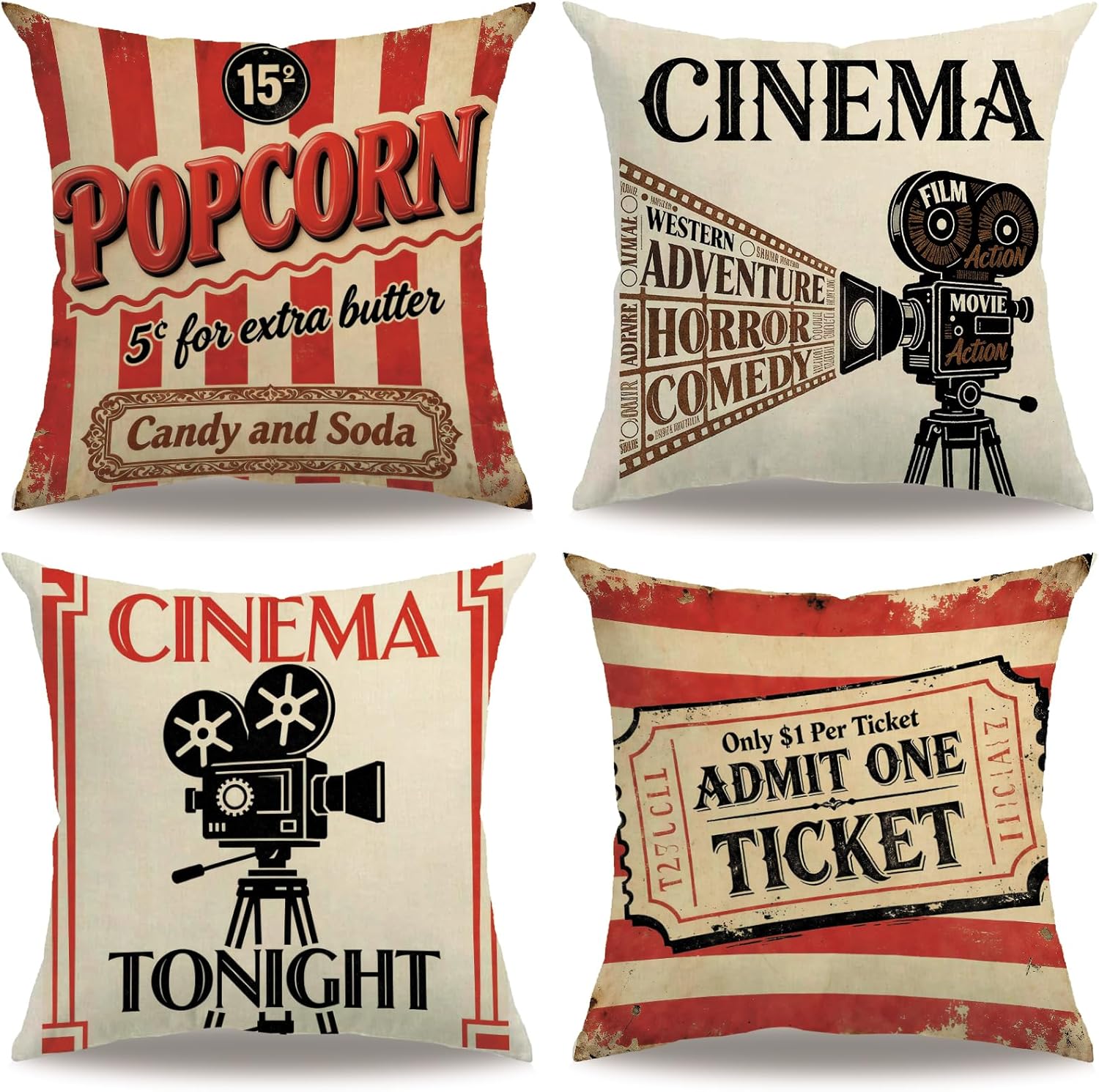 4Pcs Vintage Cinema Throw Pill - Home Cinema Tickets recensione e prezzo