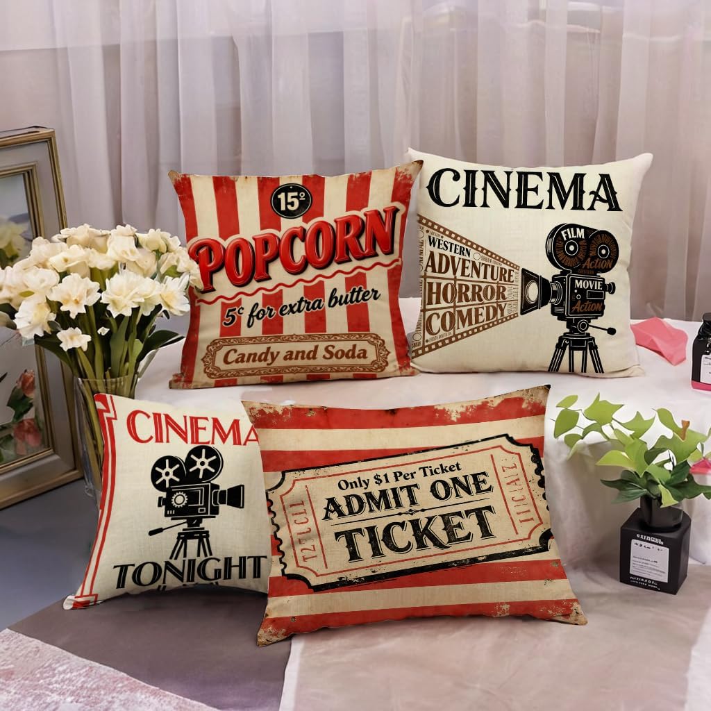 4Pcs Vintage Cinema Throw Pill - Home Cinema Tickets recensione e prezzo