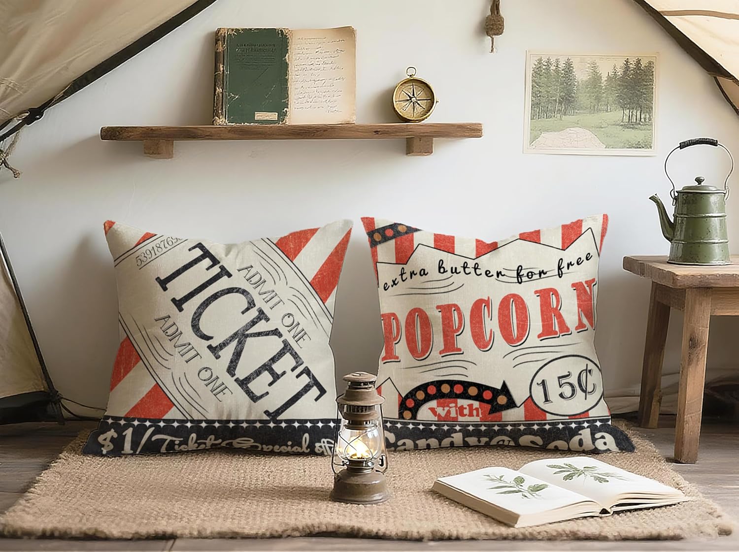 4Pcs Retro Cinema Throw Pillow - Home Cinema Tickets recensione e prezzo