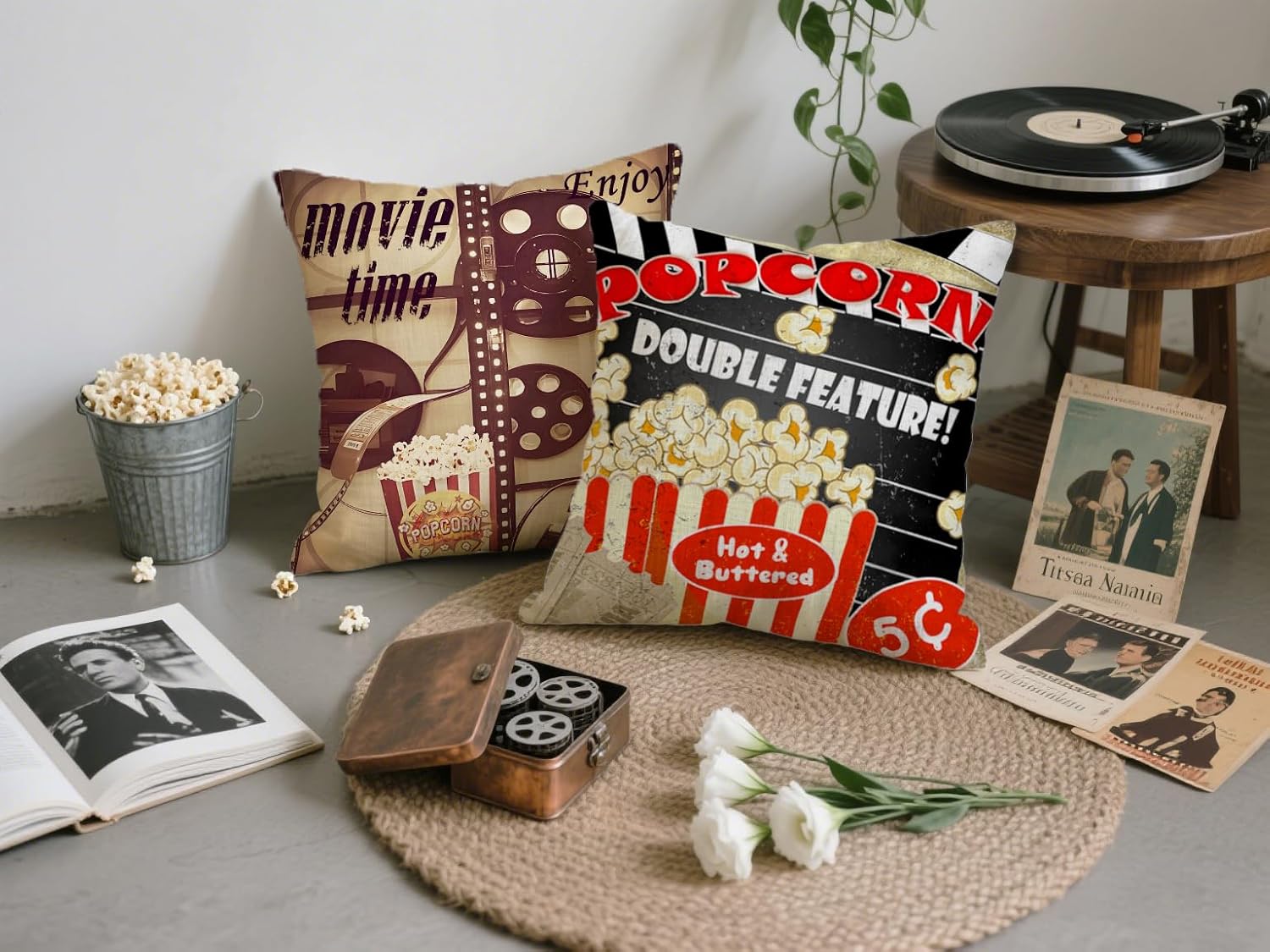 4Pcs Retro Cinema Throw Pillow - Home Cinema Tickets recensione e prezzo
