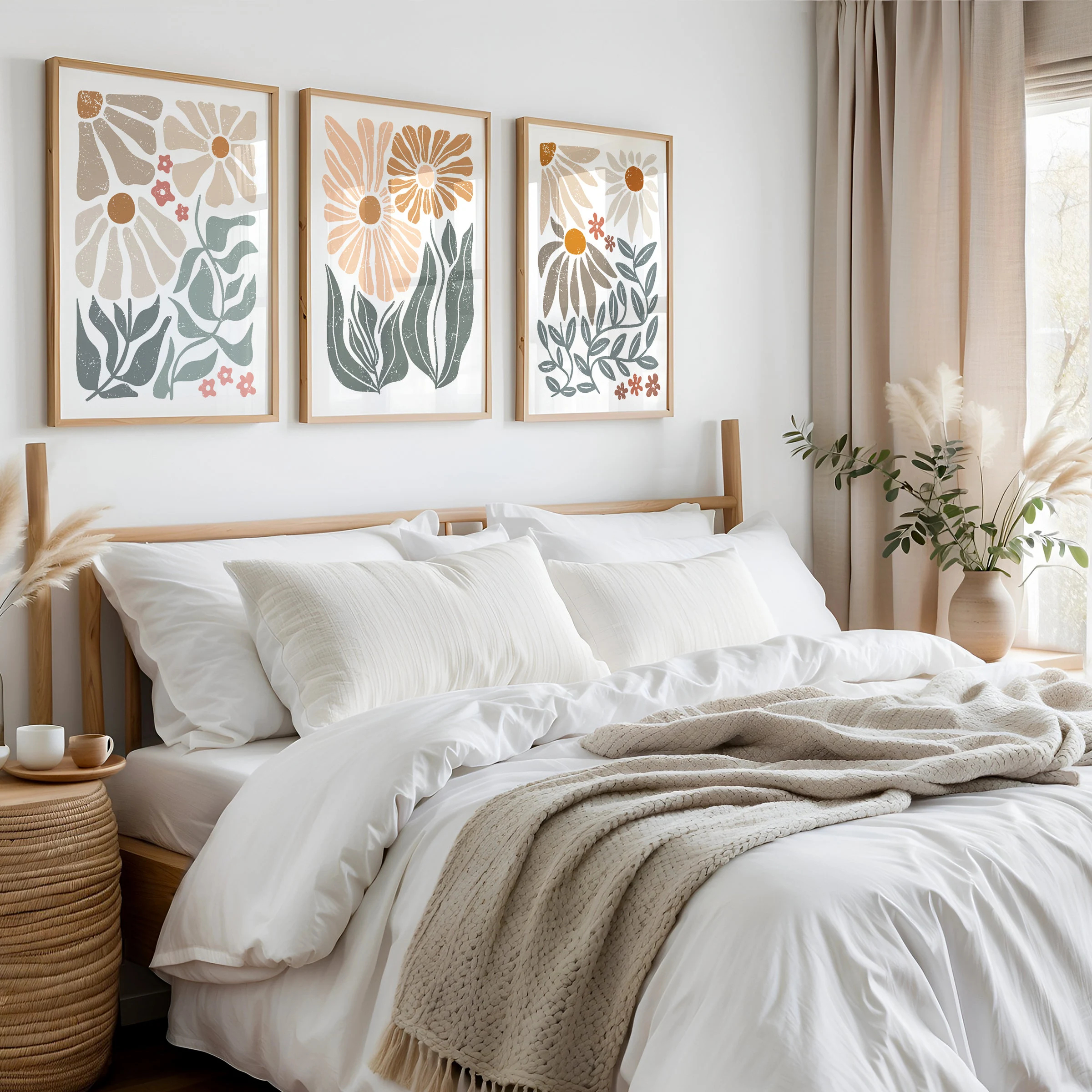 Boho Abstract Floral Canvas Wa - Home Cinema Wall Art recensione e prezzo
