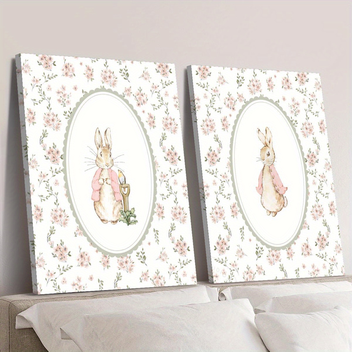 2pcs Retro Easter Rabbit Canva - Home Cinema Wall Art recensione e prezzo