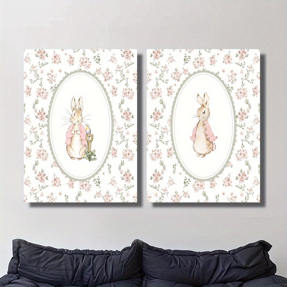 2pcs Retro Easter Rabbit Canva - Home Cinema Wall Art recensione e prezzo